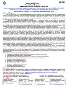 CALL FOR PAPERS Special Issue Proposal IEEE Computational Intelligence Magazine (http://cis.ieee.org/ieee-computational-intelligence-magazine.html / http://www.cs.stir.ac.uk/~ahu/IEEE-CIM-CICE2015.pdf)  Special Issue on 