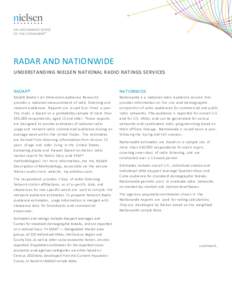 RADAR AND NATIONWIDE UNDERSTANDING NIELSEN NATIONAL RADIO RATINGS SERVICES RADAR®  NATIONWIDE