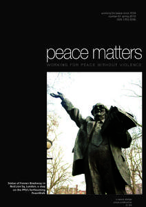 working for peace since 1934 number 61 spring 2010 ISSNpeace matters WORKING FOR PEACE WITHOUT VIOLENCE
