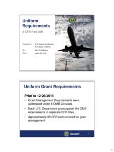 Uniform Requirements Federal Aviation Administration