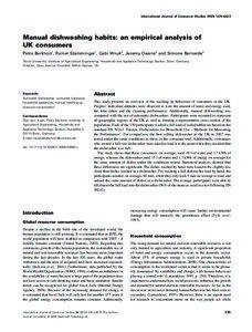 International Journal of Consumer Studies ISSN[removed]Manual dishwashing habits: an empirical analysis of