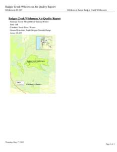Badger Creek Wilderness Air Quality Report, 2012
