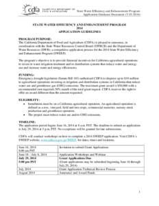 State Water Efficiency and Enhancement Program Application Guidance DocumentSTATE WATER EFFICIENCY AND ENHANCEMENT PROGRAM 2014 APPLICATION GUIDELINES