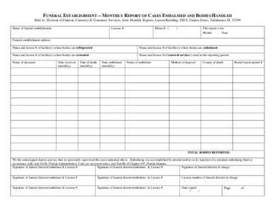 Microsoft Word - Monthly report -- Funeral Establishment DFS-N1-1751.doc