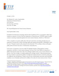 ITIF Comments to the New York State Department of Financial Services on the Proposed BitLicense Framework