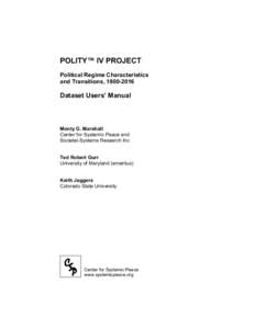 POLITY™ IV PROJECT Political Regime Characteristics and Transitions, Dataset Users’ Manual