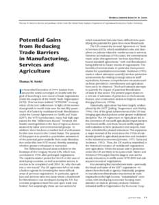 Potential Gains from Reducing Trade Barriers in Manufacturing, Services and Agriculture