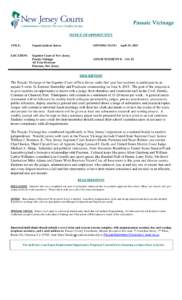 Passaic Vicinage NOTICE OF OPPORTUNITY TITLE: Unpaid Judicial Intern