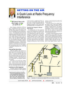 GETTING ON THE AIR  W1ZR A Quick Look at Radio Frequency Interference