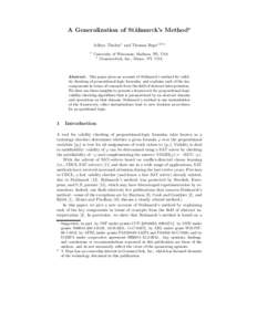 A Generalization of St˚ almarck’s Method⋆ Aditya Thakur1 and Thomas Reps1,2⋆⋆ 1  University of Wisconsin; Madison, WI, USA