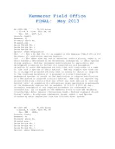 Kemmerer Field Office FINAL: May 2013 WY[removed]Acres T.0210N, R.1120W, 06th PM, WY Sec. 030