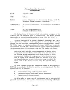 Arizona Corporation Commission Meeting Minutes DATE: September 7, 2006
