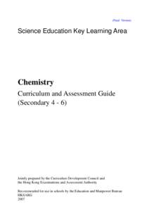 (Final Version)  Science Education Key Learning Area Chemistry Curriculum and Assessment Guide
