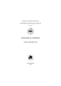 RUSSIAN ACADEMY OF SCIENCES PROCEEDINGS OF THE ZOOLOGICAL INSTITUTE VOL. 296 ZOOLOGICAL SESSIONS ANNUAL REPORTS 2001