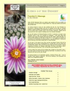 Gems of the Desert  September 2013 Volume 41, Issue 9  Newsletter of the Orange County Cactus & Succulent Society