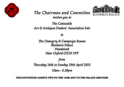 The Chairman and Committee invites you to The Cotswolds Art & Antiques Dealers’ Association Fair in