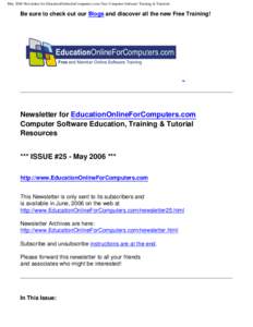 May 2006 Newsletter for EducationOnlineforComputers.com: Free Computer Software Training & Tutorials