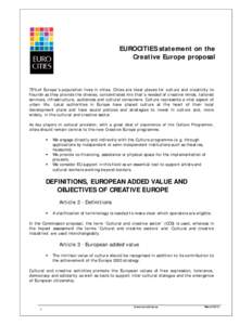 Economy / Business / Cultural policies of the European Union / Structure / Creative industries / Creativity / Industries / MEDIA Programme / Creative Europe / Innovation / Cultural policy / The LIFE Programme