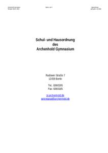 Archenhold Gymnasium SchuljahrSeite 1 von 5  Schul- und Hausordnung