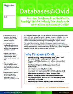Databases Databases@Ovid Ovid  Premium Databases from the World’s