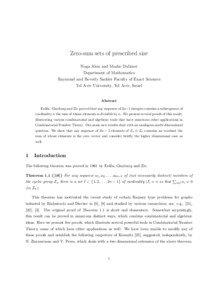 Zero-sum sets of prescribed size Noga Alon and Moshe Dubiner Department of Mathematics
