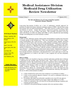 Medical Assistance Division Medicaid Drug Utilization Review Newsletter Volume 6 Issue 1  1st Quarter 2012