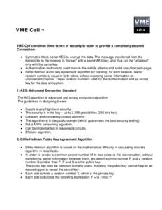 VME Cell  TM VME Cell combines three layers of security in order to provide a completely secured Connection: