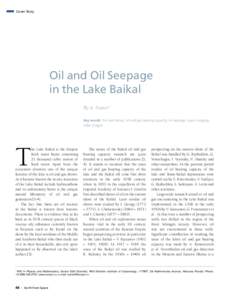 Cover Story  Oil and Oil Seepage in the Lake Baikal By A. Ivanov1 Key words: the Lake Baikal, oil and gas bearing capacity, oil seepage, space imaging,