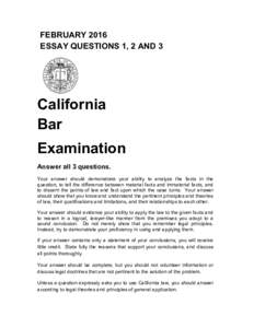 February 2016 California Bar Examination Questions