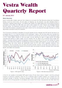 Vestra Wealth Quarterly Report Q1: January 2014 Macro Summary Seven months after markets were sent into a tailspin by comments from Ben Bernanke stating that ‘Quantitative Easing’ could be wound down, the first steps