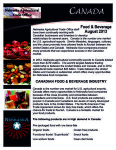 Information  CANADA Food & Beverage  Nebraska Agricultural Trade Office staff