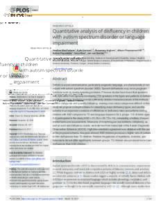 Quantitative analysis of disfluency in children with autism spectrum disorder or language impairment