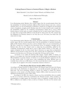 Unsharp Humean Chances in Statistical Physics: A Reply to Beisbart Radin Dardashti*, Luke Glynn*, Karim Thebault, and Mathias Frisch Munich Center for Mathematical Philosophy Draft of May[removed]Abstract In an illuminat