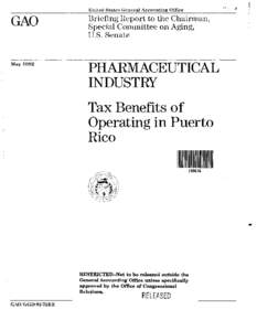 GGD-92-72BR Pharmaceutical Industry: Tax Benefits of Operating in Puerto Rico