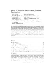 Abella: A System for Reasoning about Relational Specifications DAVID BAELDE LSV, ENS Cachan, France  KAUSTUV CHAUDHURI