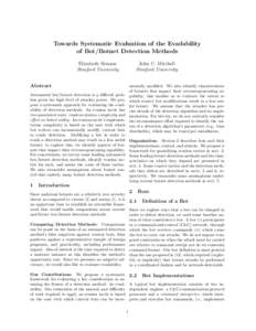 Towards Systematic Evaluation of the Evadability of Bot/Botnet Detection Methods Elizabeth Stinson Stanford University  John C. Mitchell