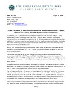 PRESS RELEASE  August 29, 2012 Contact: Paige Marlatt Dorr Office: [removed]