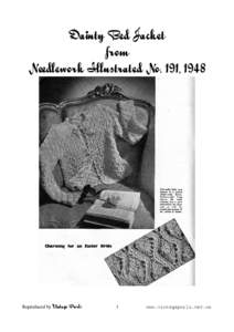 Dainty Bed Jacket from Needlework Illustrated No. 191, 1948 Reproduced by Vintage Purls