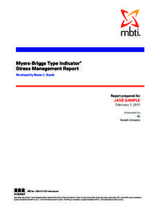 Myers-Briggs Stress Management Report