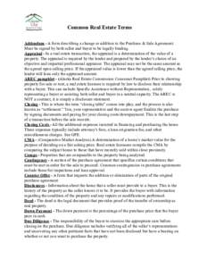 !  ! Common Real Estate Terms