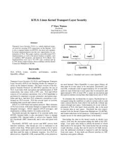KTLS: Linux Kernel Transport Layer Security 1st Dave Watson Facebook San Francisco, USA 