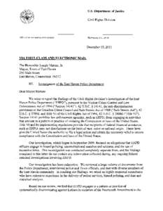 East Havenb Police Department Findings Letter - December 19, 2011