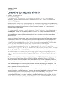 Opinion > Opinion EDUCATION Celebrating our linguistic diversity  