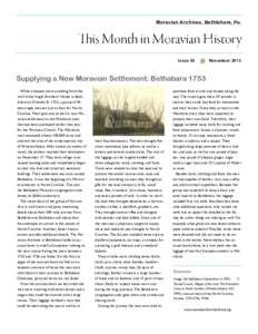 Moravian Archives, Bethlehem, Pa.  Issue 83 November 2013