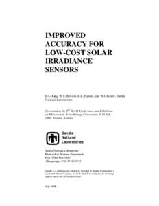 IMPROVED ACCURACY FOR LOW-COST SOLAR IRRADIANCE SENSORS