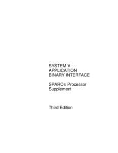 SYSTEM V APPLICATION BINARY INTERFACE SPARC Processor Supplement