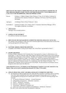 MINUTES OF THE NINETY THIRD MEETING OF THE MANAGEMENT COMMITTEE OF THE ARMAGH OBSERVATORY AND PLANETARIUM HELD ON 13 NOVEMBER 2014 ATA.M. IN THE BOARDROOM, ARMAGH OBSERVATORY Present:  Professor A. Hibbert (Deputy