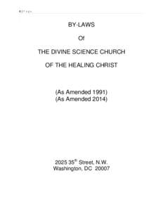 1|Page . BY-LAWS Of THE DIVINE SCIENCE CHURCH
