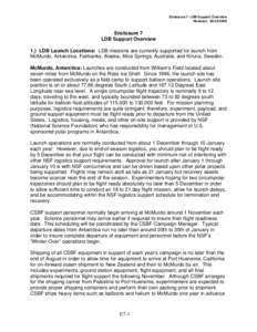 Enclosure 7: LDB Support Overview Revision: [removed]Enclosure 7 LDB Support Overview 1.) LDB Launch Locations: LDB missions are currently supported for launch from