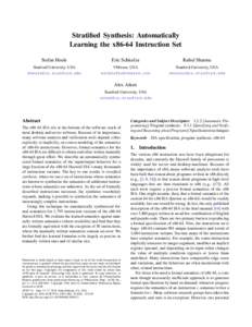 Stratified Synthesis: Automatically Learning the x86-64 Instruction Set Stefan Heule Eric Schkufza